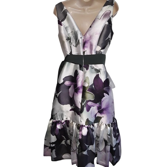 NWT Sz 6 Kay Unger New York Floral Printed Tea-Length Dress - Picture 3 of 10